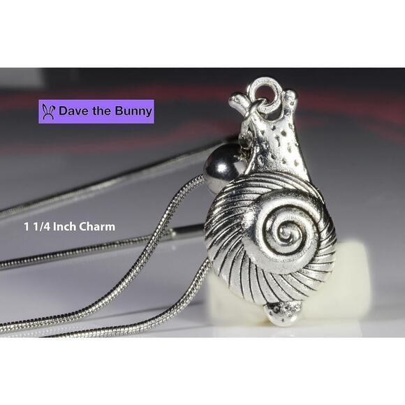 Snail Necklace - Snail Charm Pendant - Picture 3 of 8